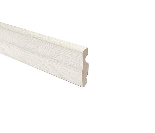 BATTISCOPA SAGOMATO MDF ROVERE SBIANCATO - 5 BARRE - 12 ML